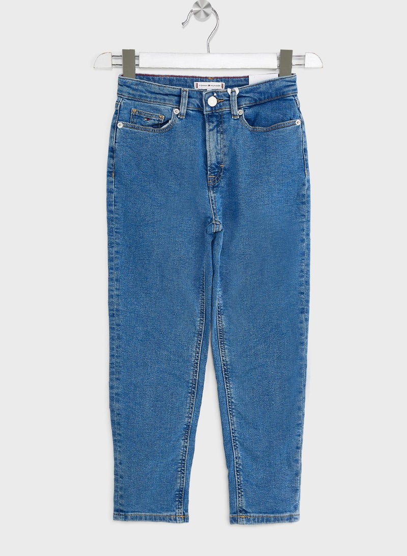 Youth Mid Wash Tapered Jeans