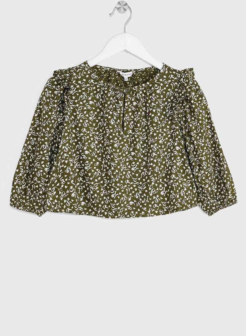 Youth Micro Floral Print Top