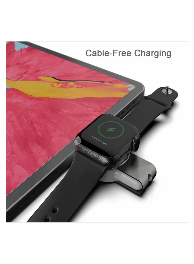 Portable Apple Watch Charger, Travel Wireless Magnetic Charger for Apple Watch with USB A and USB C Connector, Compatible with Apple Watch Series 1/2/3/4/5/6 2 in 1