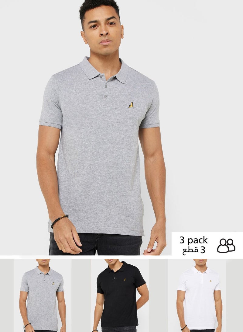 Brave Soul Pack Of 3 Logo Polo Shirt