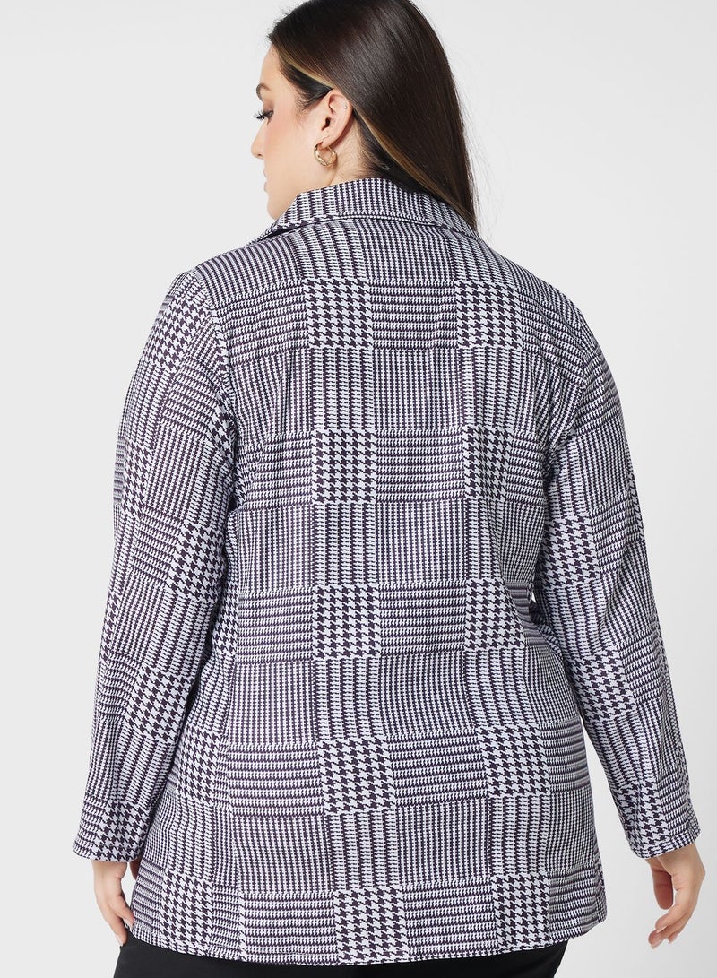 Checked Button Detail Blazer