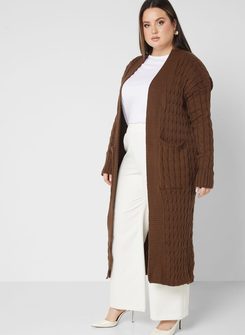 Longline Cable Knit Cardigan