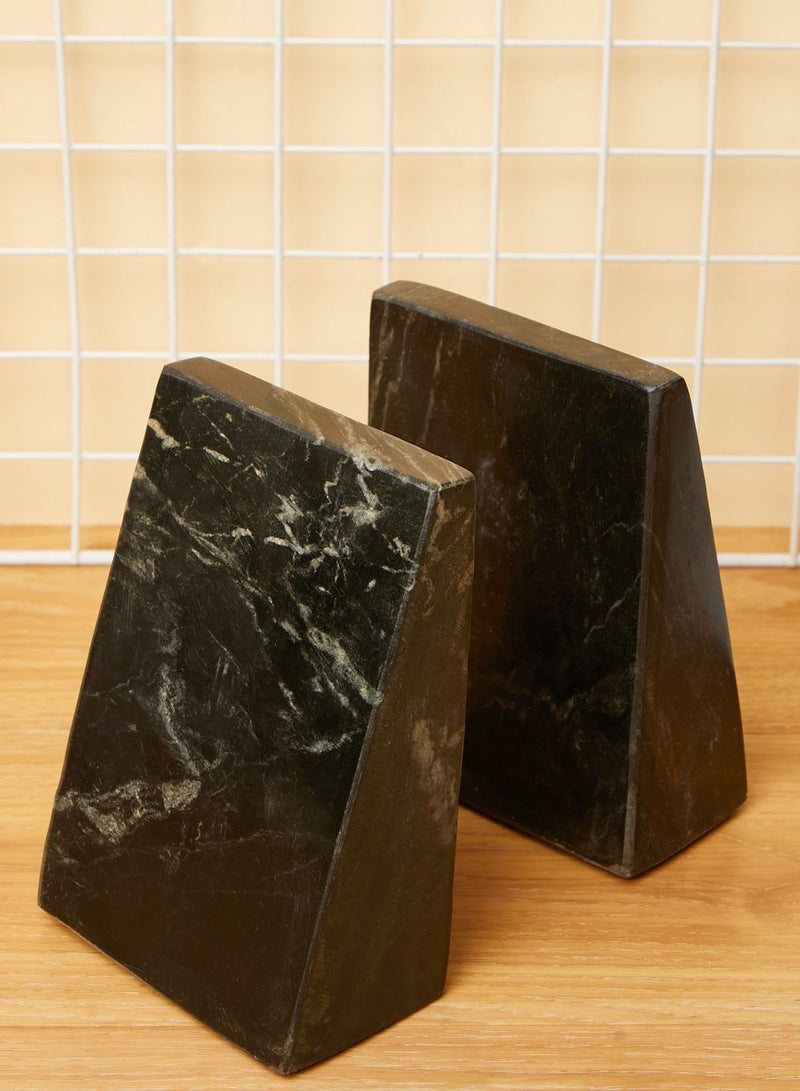 Set Of Two Black Marble Book Ends