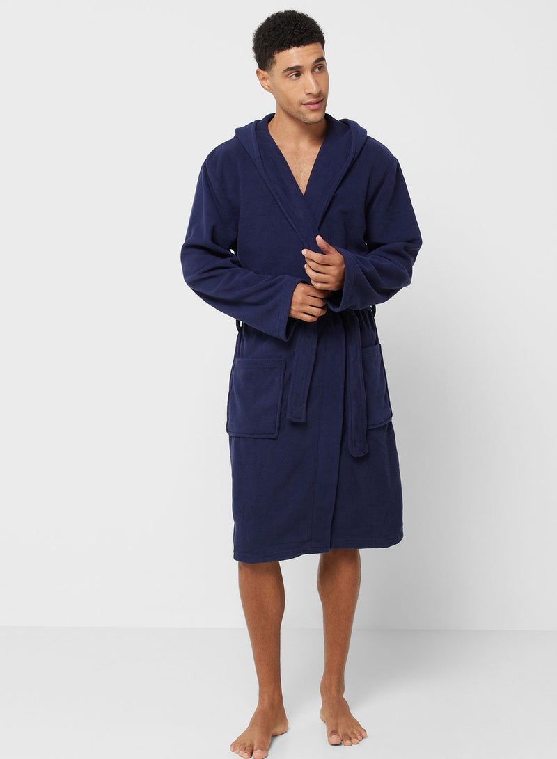 Men'S Foxbury Soft Cosy Anti Pill Polar Fleece Hooded Robe