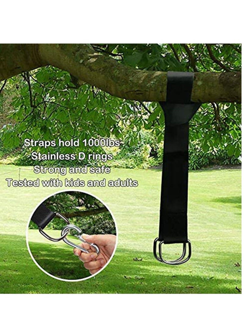 Swing Straps Hanging Kit Waterproof 150cm Long with 2 Safety Sturdy Zinc Alloy Lock Carabiners Hooks and 1 Carrying Bag Holds 2200 LBs for Tire Disc Swings  Hammocks