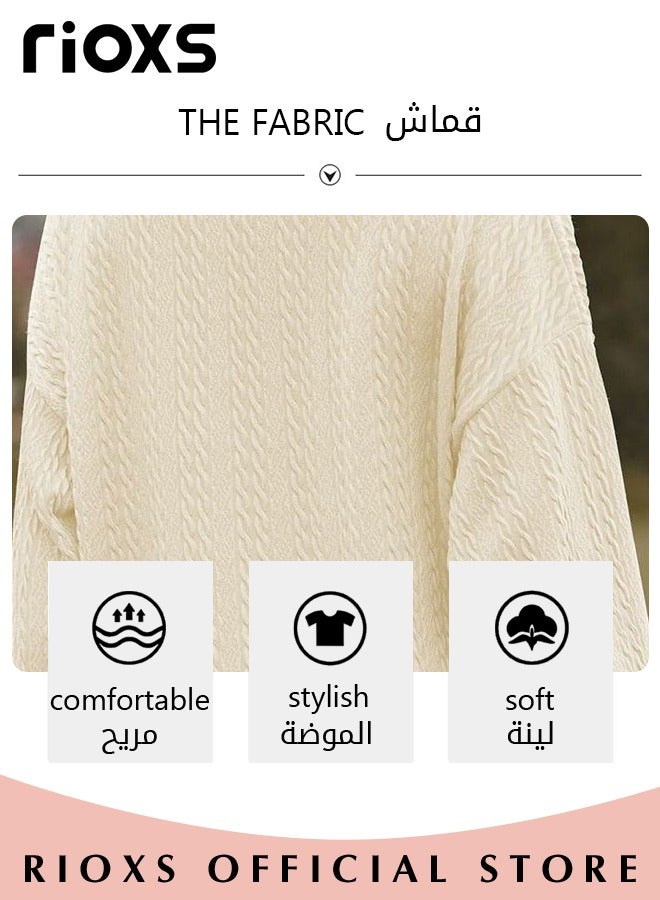 Women's V-neck Long Sleeve Fitted Shirts, Loose Casual Blouse, Knitted Solid Color Tops Soft and Comfortable Pullover Shirt, For Work or Daily Wear