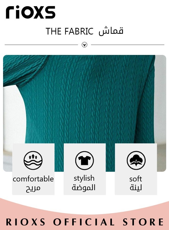 Women's Casual Long Sleeve Blouse Round Neck Off-Shoulder Pullover Shirt Soft and Comfortable Top for Fall