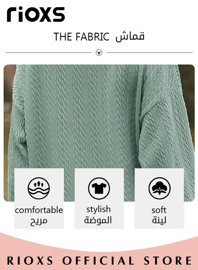 Women's V-neck Long Sleeve Fitted Shirts, Loose Casual Blouse, Knitted Solid Color Tops Soft and Comfortable Pullover Shirt, For Work or Daily Wear