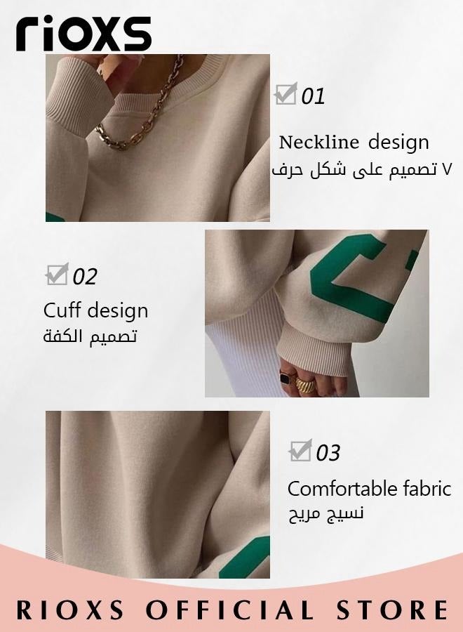 Women's Oversized Sweatshirt, Casual Letter Graphic Print Sweatshirt For Women, Ladies Graphic Crewneck Sweatshirts, Thickened Pullover Tops Sweatshirt For Spring Fall And Winter, Ladies Fashional Loose Pullover Top For Daily Wear