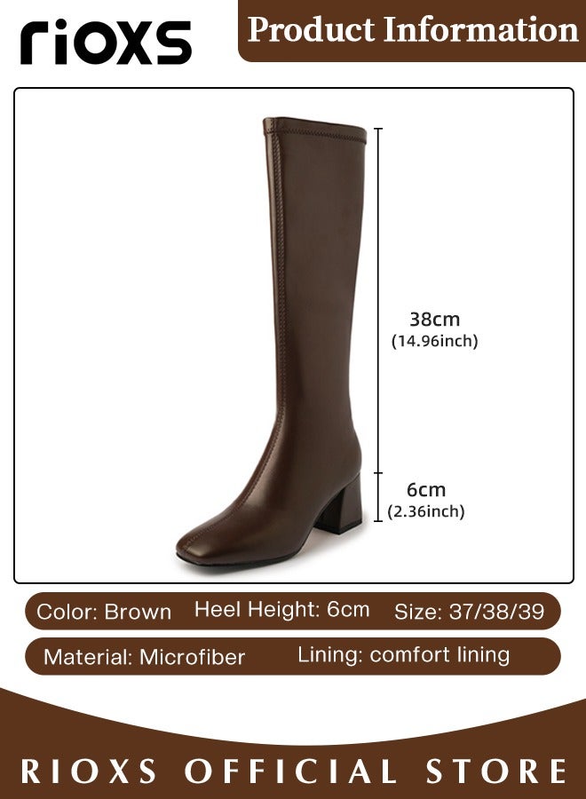 Women's Over The Knee High Boots, Ladies Classic Thigh High Boots, Side Zipper Mid-heel Rider Boots, Fashionable Comfortable Knee High Boots, Long Tube Knee-Length Boots, Versatile Enough to Suit Various Occasions