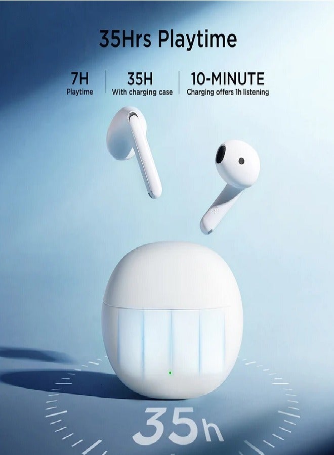 Bluetooth 5.3 TWS Wireless Earphones 65Ms Low Latency Earbuds 13Mm Driver HiFi Headphones 4 Mics+ENC Hd Call White