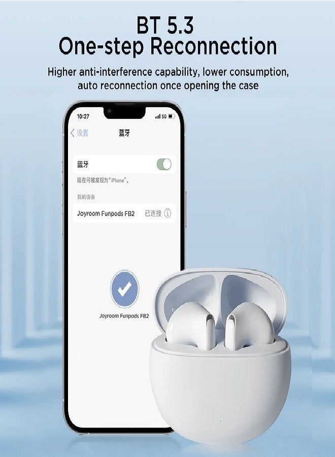 Bluetooth 5.3 TWS Wireless Earphones 65Ms Low Latency Earbuds 13Mm Driver HiFi Headphones 4 Mics+ENC Hd Call White