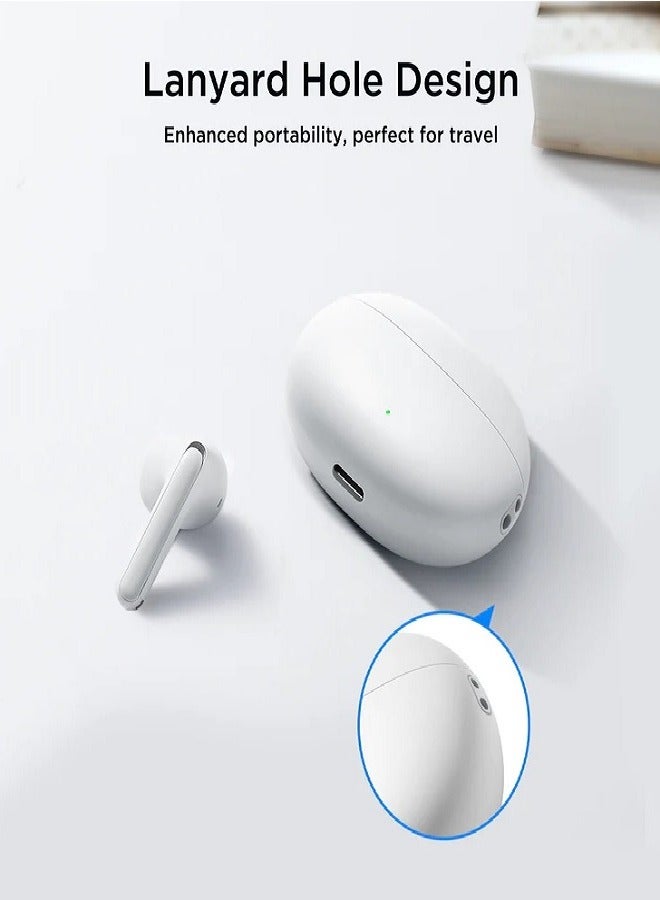 Bluetooth 5.3 TWS Wireless Earphones 65Ms Low Latency Earbuds 13Mm Driver HiFi Headphones 4 Mics+ENC Hd Call White
