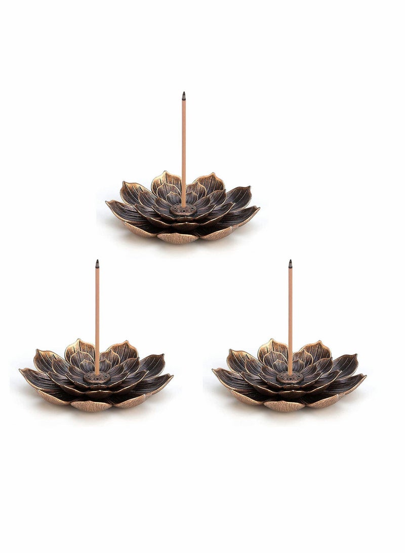 3 pack Incense Burner Bowl, Ceramic Handicraft Holder for Sticks, Coil Lotus Ash Catcher Tray 4.62 Inch Gray, Home Fragrance Accessories
