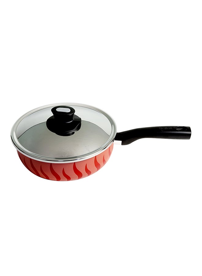 Tempo Sautepan With Lid Red/Silver/Black 26cm