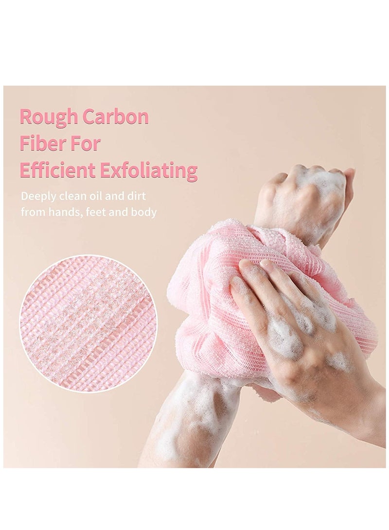 Exfoliating Washcloth Towel - Exfoliating Body Scrubber, Loofah Wash Sponge - Korean & Japanse & African Washcloth - Soft + Rough Exfoliating Back Scrubber - for Senstive and Rough Skin