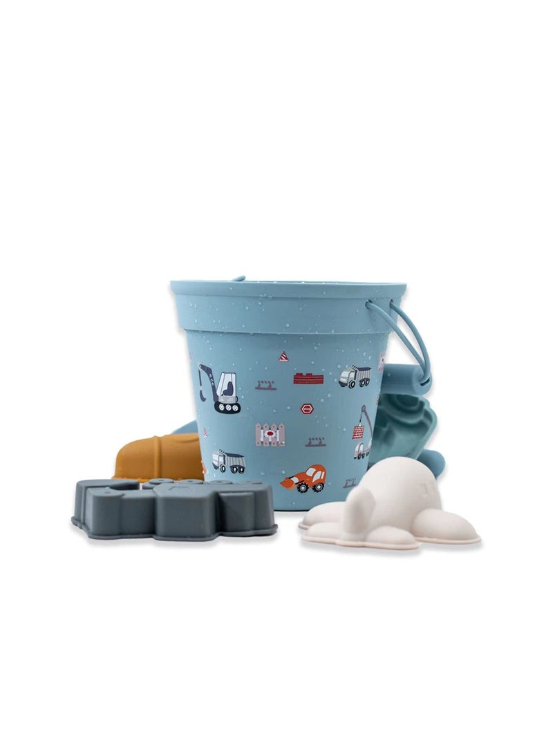 7PCS Silicone Beach Toy Collection for Toddlers, Sand Toy Beach Bucket Set Snow Toy Set Sandbox Toy Collection Eco-Friendly Sandbox Toy Kit Beach Bucket with Sand Sifters Lid for Baby Kids