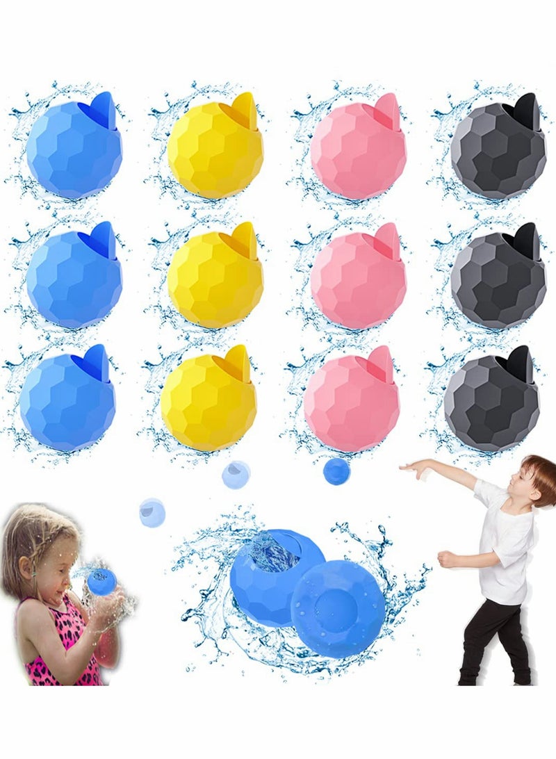 Water Balloons Quick Fill, Self-Sealing Reusable Refillable Water Bombs Silicone Splash Water Ball for Kids Adults Outdoor Activities Pool Beach Games Summer Party Supplies（12Pcs）