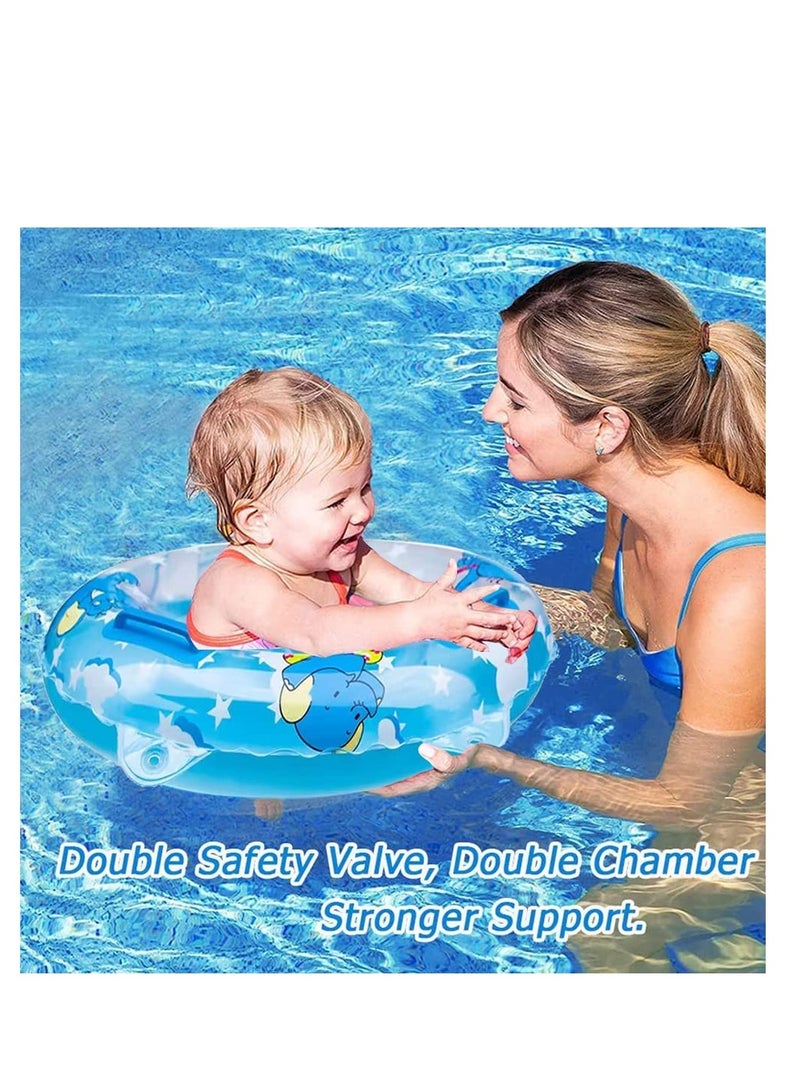 SYOSI Baby Swimming Float Inflatable Floatie Raft with Handle Safety Seat Children Waist Float Ring Kids Water Bathtub Beach Party Toys Toddler Swim Ring for 3-36 Months