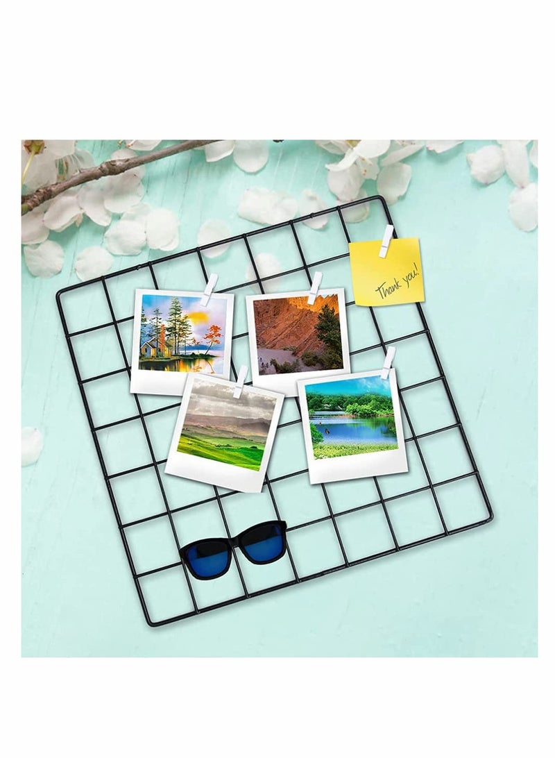 2Pcs Wall Grid Photo Display Panel, Picture Memo Note Wall Mount Grid Holder, Ins Art Display PhotoWall, Wire Frame Photo Display Organizer