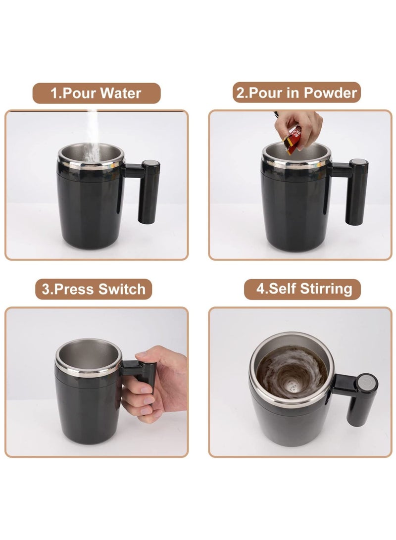 Self Stirring Mug Coffee Cup, Rechargeable Automatic Magnetic Stirring Coffee Mug with Cup Brush & Lid, Auto Self Mixing Stainless Steel Cup For Coffee, Milk, Cocoa, and Other Beverages