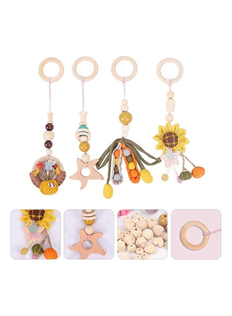 4PCS Baby Hanging Toy Wooden Baby RattlesTeether Toys Sensory Toys for Infants and Young Children Play Gym Frame Activity Gym Hanging Bar Baby Toy Appease Soothing Wind Chimes Toy