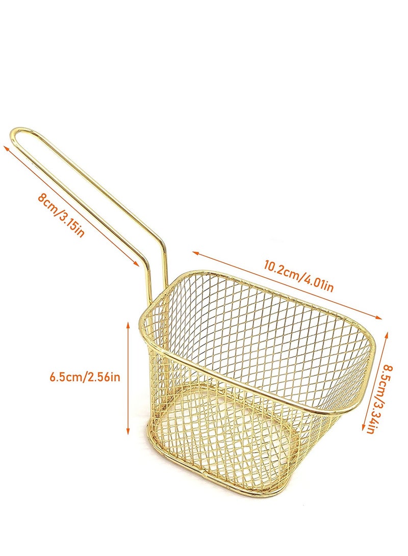 Mini French Fry Baskets Stainless Steel Square Fryer Basket French Fries Basket Kitchen Frying Basket for Chips Onion Rings Chicken Nugget Popcorn 2Pcs