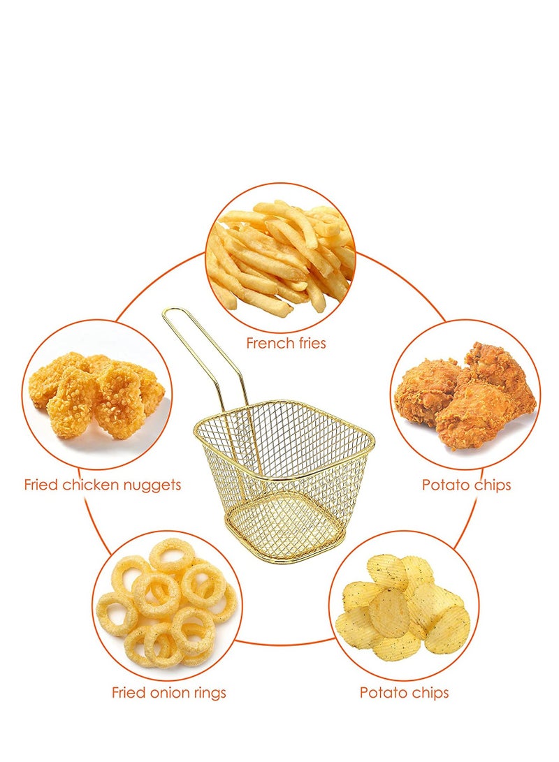 Mini French Fry Baskets Stainless Steel Square Fryer Basket French Fries Basket Kitchen Frying Basket for Chips Onion Rings Chicken Nugget Popcorn 2Pcs