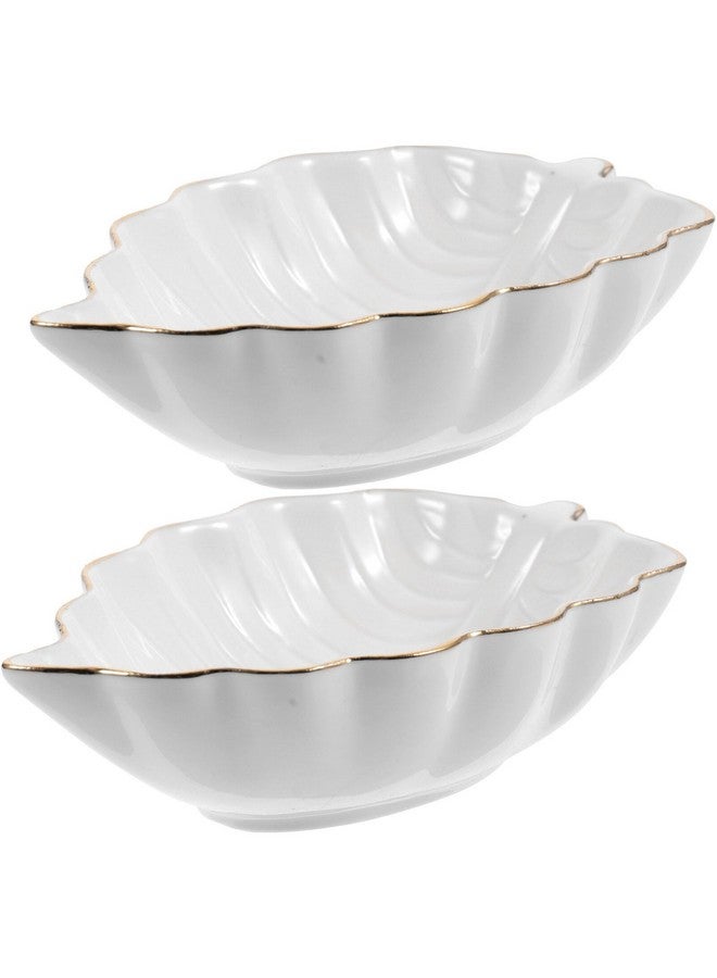 Appetizer Plates Appetizer Plates Dipping Bowls 2Pcs Leaf Shaped Multipurpose Ceramic Sauce Dish Seasoning Dish Desktop Dipping Bowl Appetizer Plates Sushi Condiment Containers