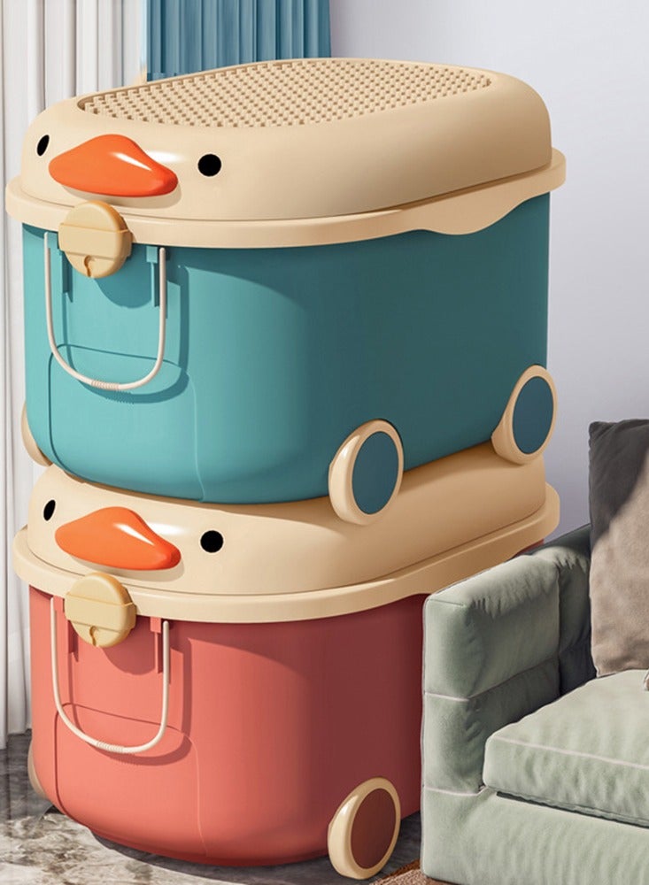 Kids Toy Storage Box Children Toy Box Large Storage Bin Rolling Storage Organizer/Basket/Trunk for Kids Clothes Toys Storage Cube Home Chest Toy Storage Organizer Container with Wheels for Kids