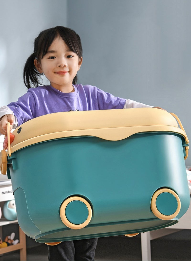 Kids Toy Storage Box Children Toy Box Large Storage Bin Rolling Storage Organizer/Basket/Trunk for Kids Clothes Toys Storage Cube Home Chest Toy Storage Organizer Container with Wheels for Kids
