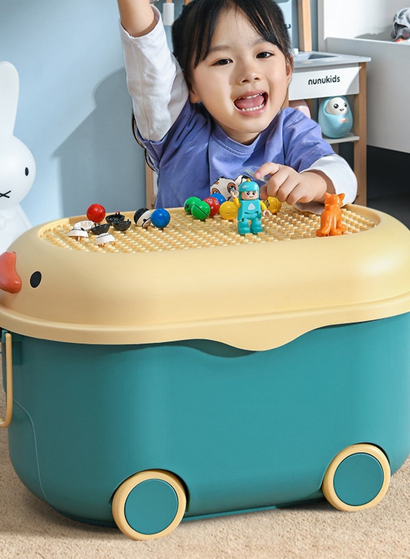 Kids Toy Storage Box Children Toy Box Large Storage Bin Rolling Storage Organizer/Basket/Trunk for Kids Clothes Toys Storage Cube Home Chest Toy Storage Organizer Container with Wheels for Kids