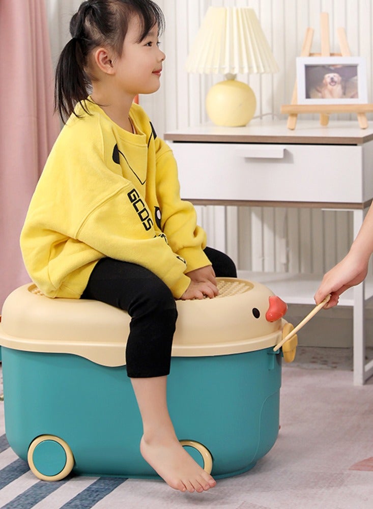 Kids Toy Storage Box Children Toy Box Large Storage Bin Rolling Storage Organizer/Basket/Trunk for Kids Clothes Toys Storage Cube Home Chest Toy Storage Organizer Container with Wheels for Kids