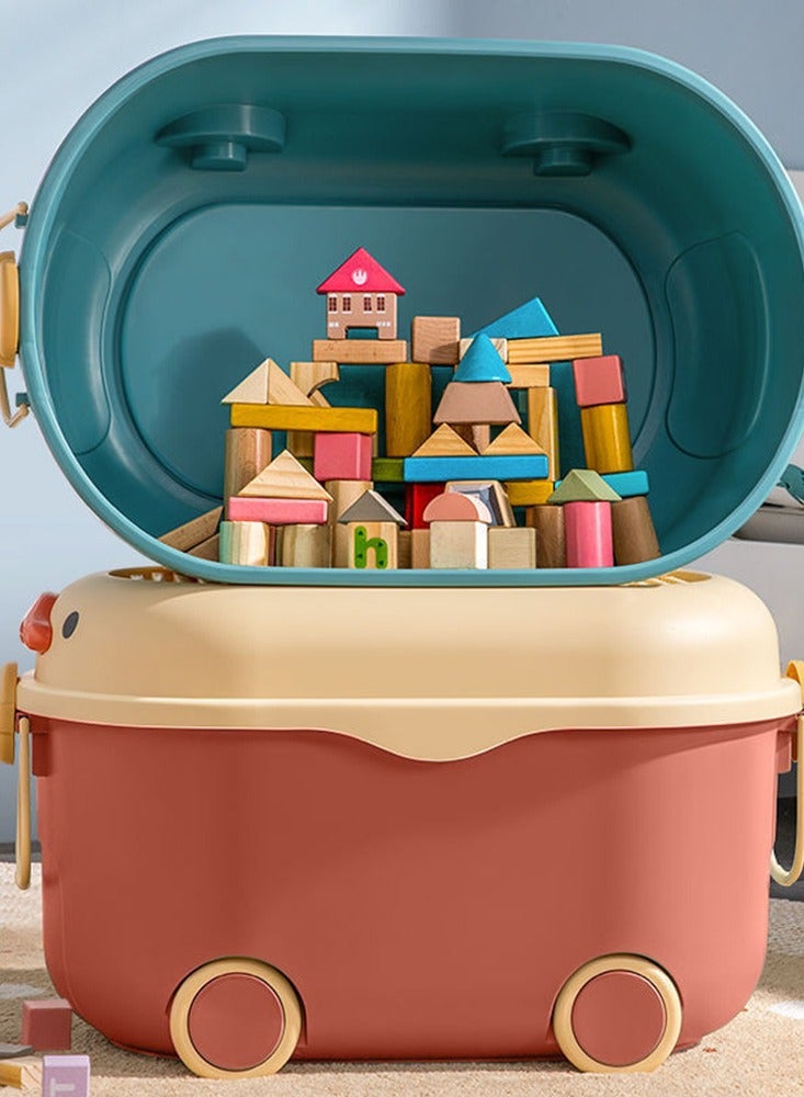 Kids Toy Storage Box Children Toy Box Large Storage Bin Rolling Storage Organizer/Basket/Trunk for Kids Clothes Toys Storage Cube Home Chest Toy Storage Organizer Container with Wheels for Kids