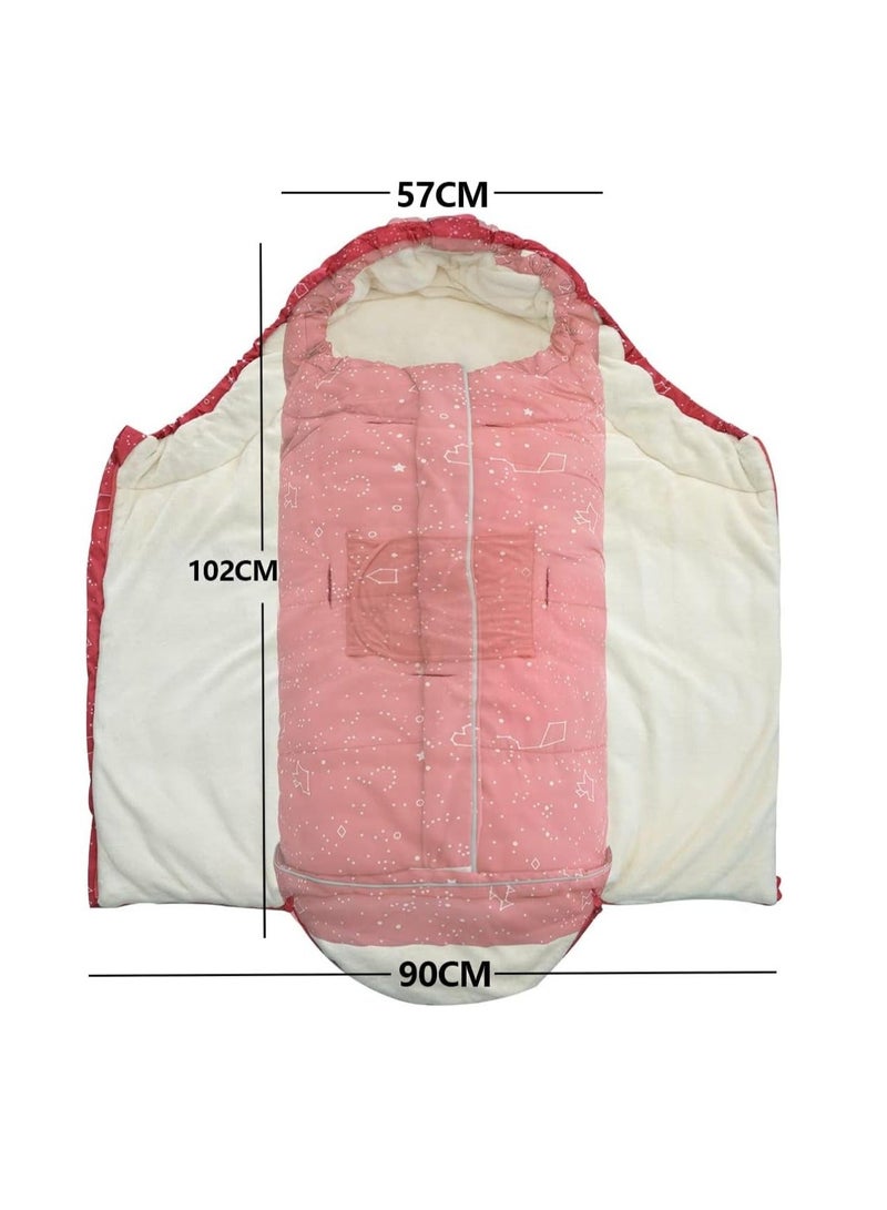 Stroller Sleeping Bag, Footmuff, Autumn Winter Thickened Baby Windproof and Kickproof Quilt Blanket, for Cart, Indoor Outdoor Holding 102 * 57CM Babies 0-36 Months