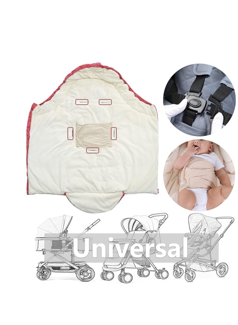Stroller Sleeping Bag, Footmuff, Autumn Winter Thickened Baby Windproof and Kickproof Quilt Blanket, for Cart, Indoor Outdoor Holding 102 * 57CM Babies 0-36 Months
