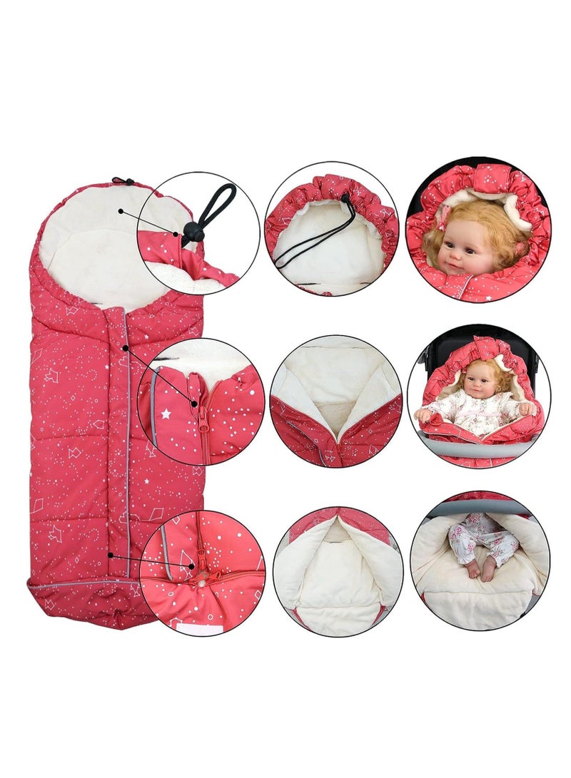 Stroller Sleeping Bag, Footmuff, Autumn Winter Thickened Baby Windproof and Kickproof Quilt Blanket, for Cart, Indoor Outdoor Holding 102 * 57CM Babies 0-36 Months