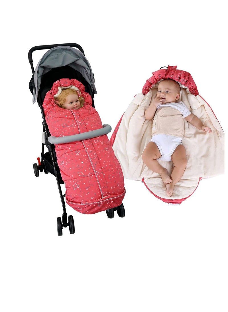 Stroller Sleeping Bag, Footmuff, Autumn Winter Thickened Baby Windproof and Kickproof Quilt Blanket, for Cart, Indoor Outdoor Holding 102 * 57CM Babies 0-36 Months