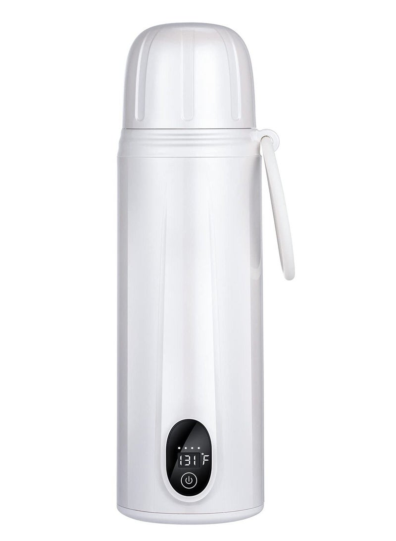Portable Water Warmer, Milk Warmer for Breastmilk or Formula,410 Ml Large Capacity, 9000mAh Battery Power - Up to 12h, Baby Brew Formula,Travel Friendly, On The Go,White