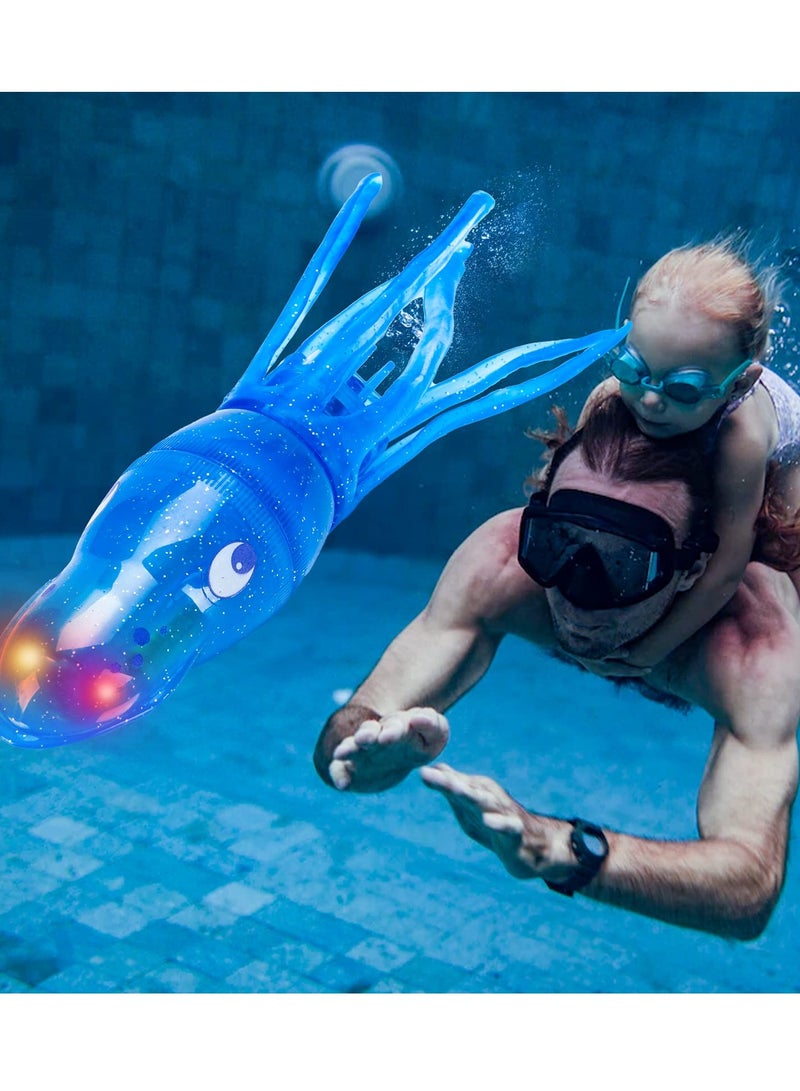 Children's Water Play Toys, Electric Octopus Pool Diving Fish Swimming Training Toys Bath Play Water Fun Props Will Swim Squid Diving Pool Summer Toys Will Swim (blue)