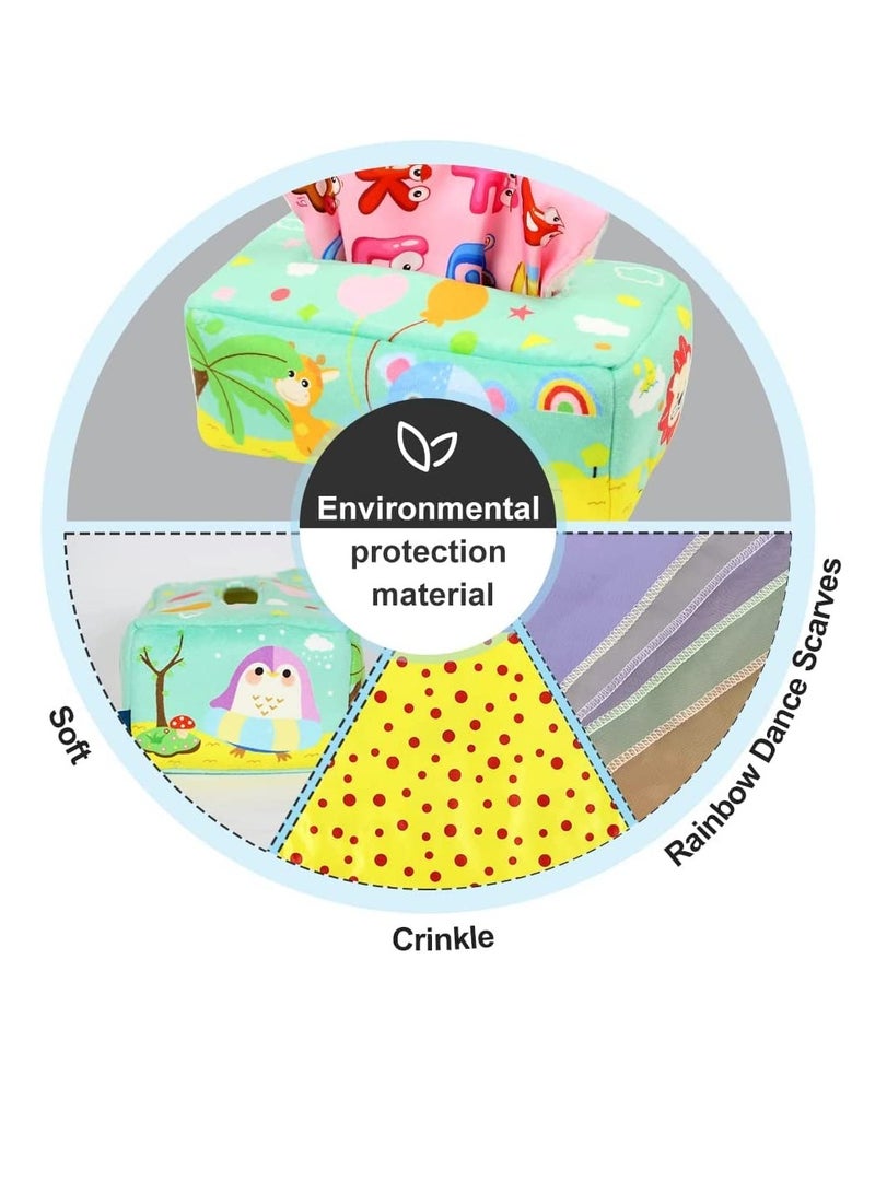Baby Tissue Box Toy, Montessori Intellectual Sensory Soothing Toys Baby Magic Tissue Box for 1-Year-Old Boys Girls Kids Early Learning Toys Baby Gifts