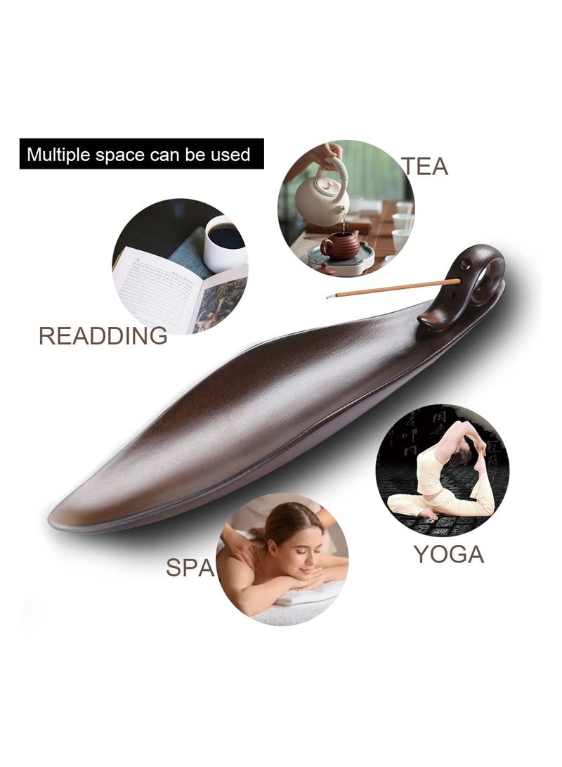Incense Stick Holder with 3 Holes, 9 Inch Length Ceramic Incense Ash Cather for Counters, Meditation Room, Yoga, Home, Office, Brown