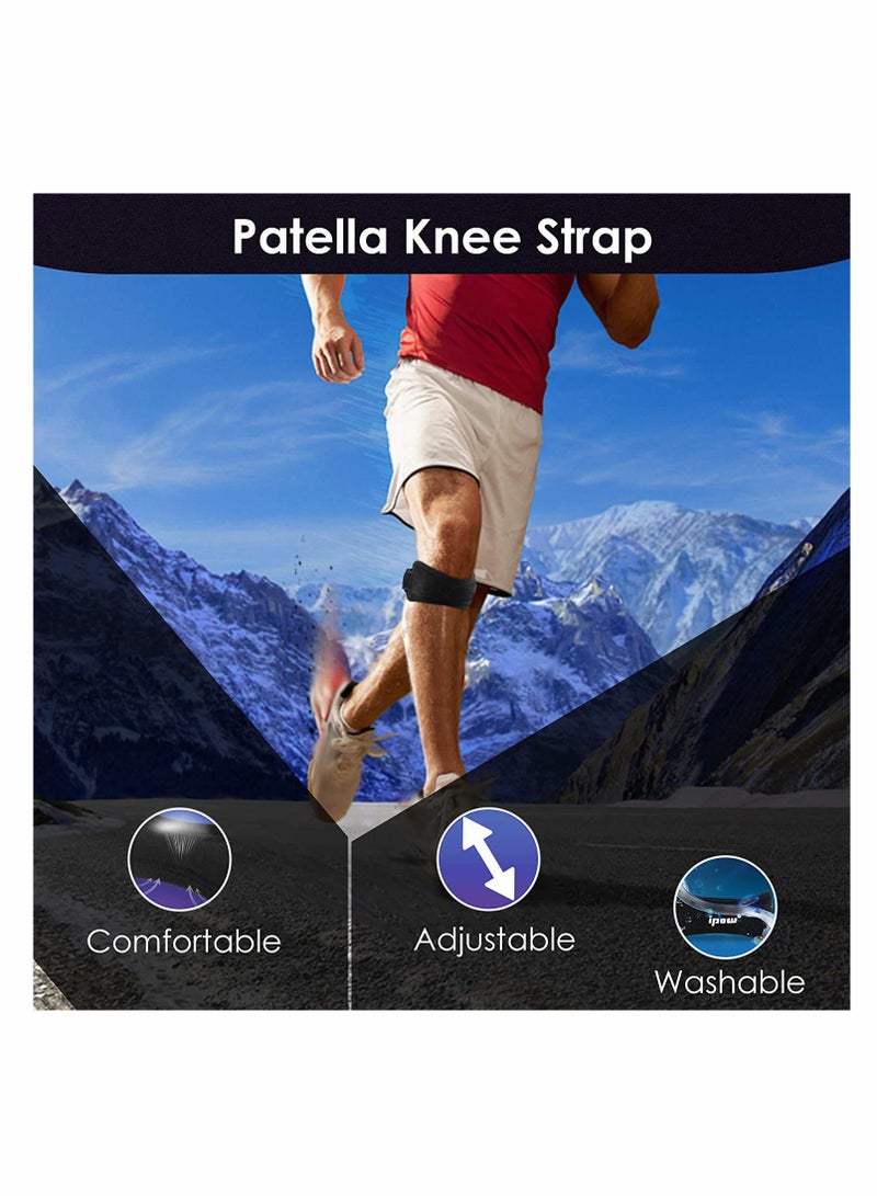 Patella Strap Knee Brace Support, 2 Pack Knee Brace for Arthritis, ACL, Running, Basketball, Meniscus Tear, Sports, Athletic Best Knee Brace for Hiking, Soccer, Volleyball & Squats (2 Pack)