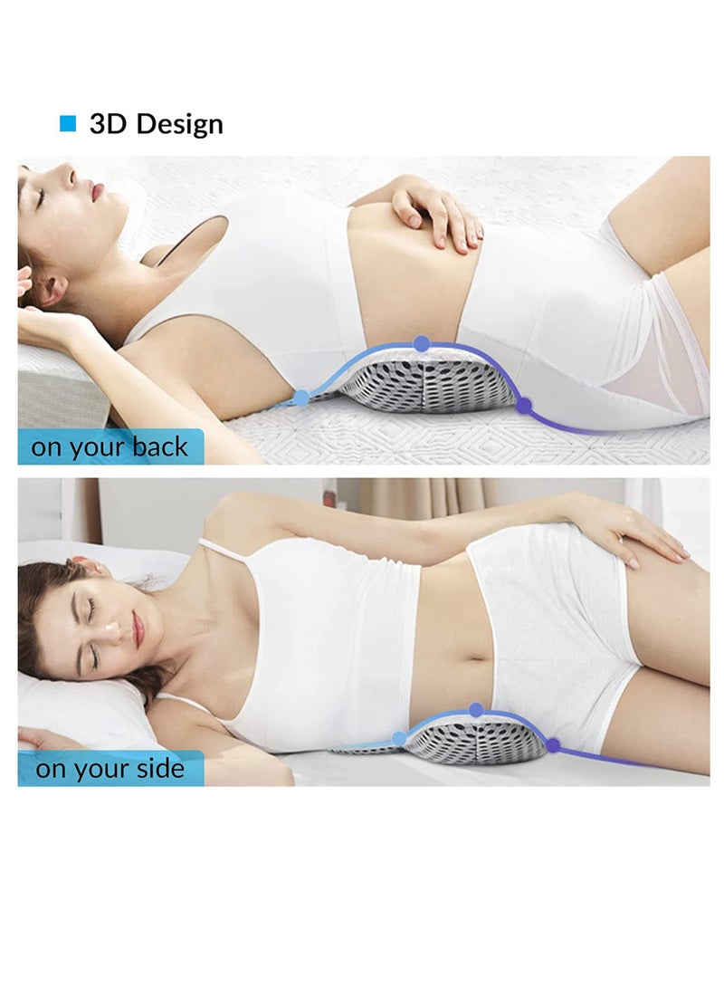 Lumbar Pillow for SleepingAdjustable Height 3D Lower Back Support Pillow Waist for Lower Back Pain Relief and Sciatic Nerve Pain Pregnancy Pillows Waist Support for Side Sleepers