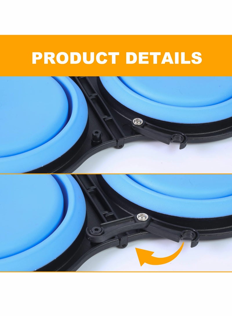 Collapsible Dog Bowls, Portable Travel Pet Feeder Bowl, 2 in 1 Expandable Silicone Pet Food & Water Double Bowl, Cat Feeder Dish with Carabiner for Walking, Traveling, Hiking, Camping（Blue）