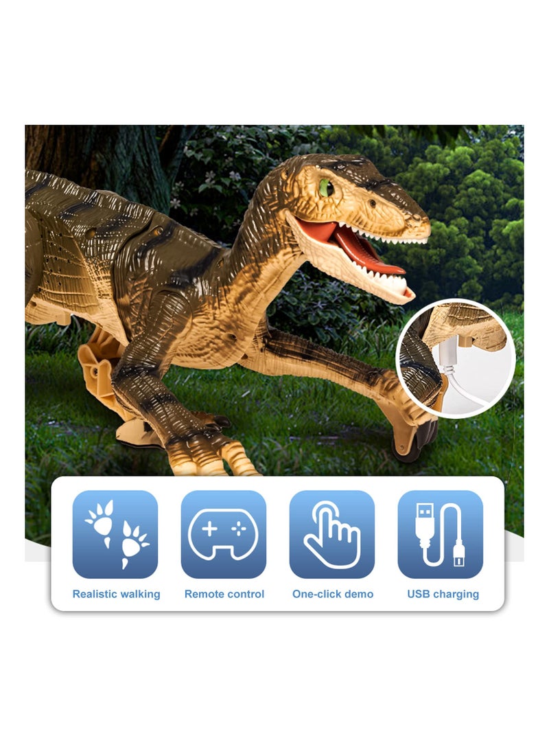 Remote Control Dinosaur Toys for Kids, Walking and Roaring Robot Dinosaur Toy with LED Light Up Eyes, 2.4Ghz Electronic RC Dinosaur