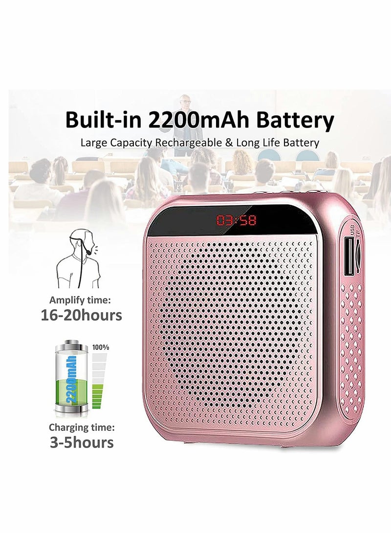 Voice Amplifier with Wired Microphone Headset Portable Rechargeable Pa System Speaker Personal Microphone Speech Amplifier Loudspeaker for Teachers Tour Guides Coaches Metting Yoga Fitness