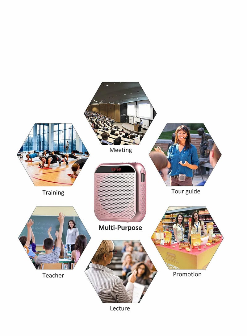 Voice Amplifier with Wired Microphone Headset Portable Rechargeable Pa System Speaker Personal Microphone Speech Amplifier Loudspeaker for Teachers Tour Guides Coaches Metting Yoga Fitness