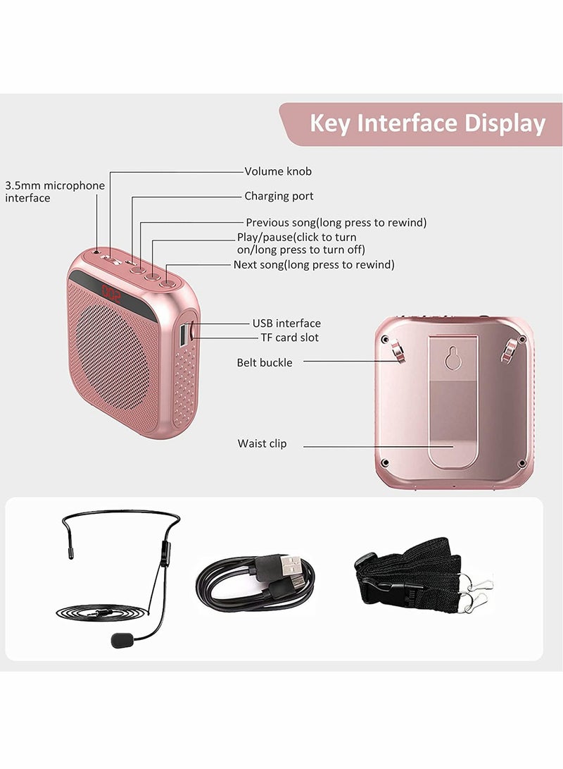Voice Amplifier with Wired Microphone Headset Portable Rechargeable Pa System Speaker Personal Microphone Speech Amplifier Loudspeaker for Teachers Tour Guides Coaches Metting Yoga Fitness