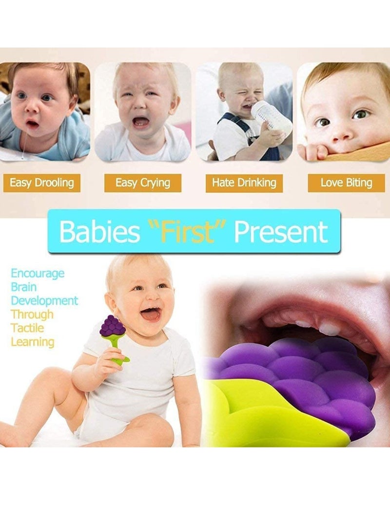 Baby Silicone Teething Toys, Soft Sensory BPA Free Natural Silicone Teethers Toy Molar Teeth Soother Safe Teether Massage Set for Babies, Infant, Toddlers, Teething Ring Baby Gift (4 Pack)